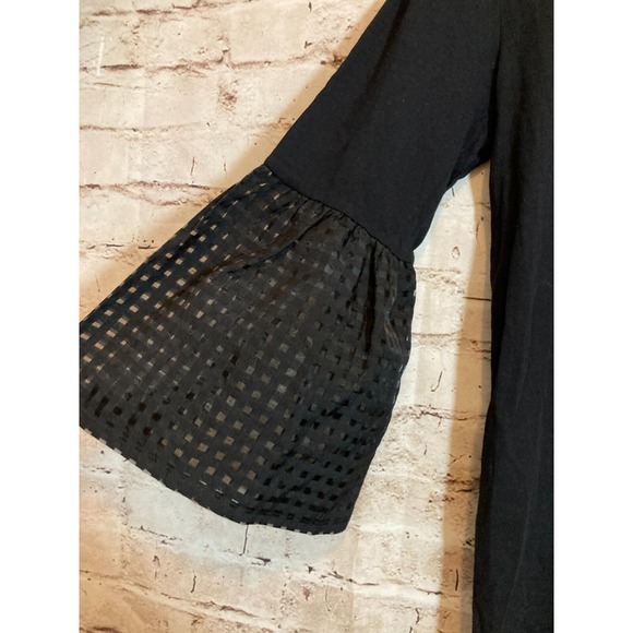 Maette Top Women Medium Black Ultra Bell Sleeve Cotton Modal Stretch Whimsy Goth - Picture 14 of 14